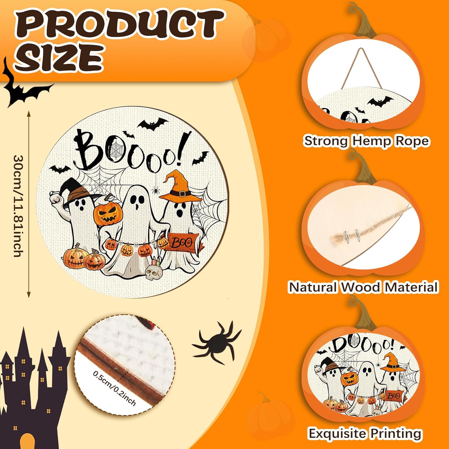 3 Pcs Halloween Wreath Front Door Decorations