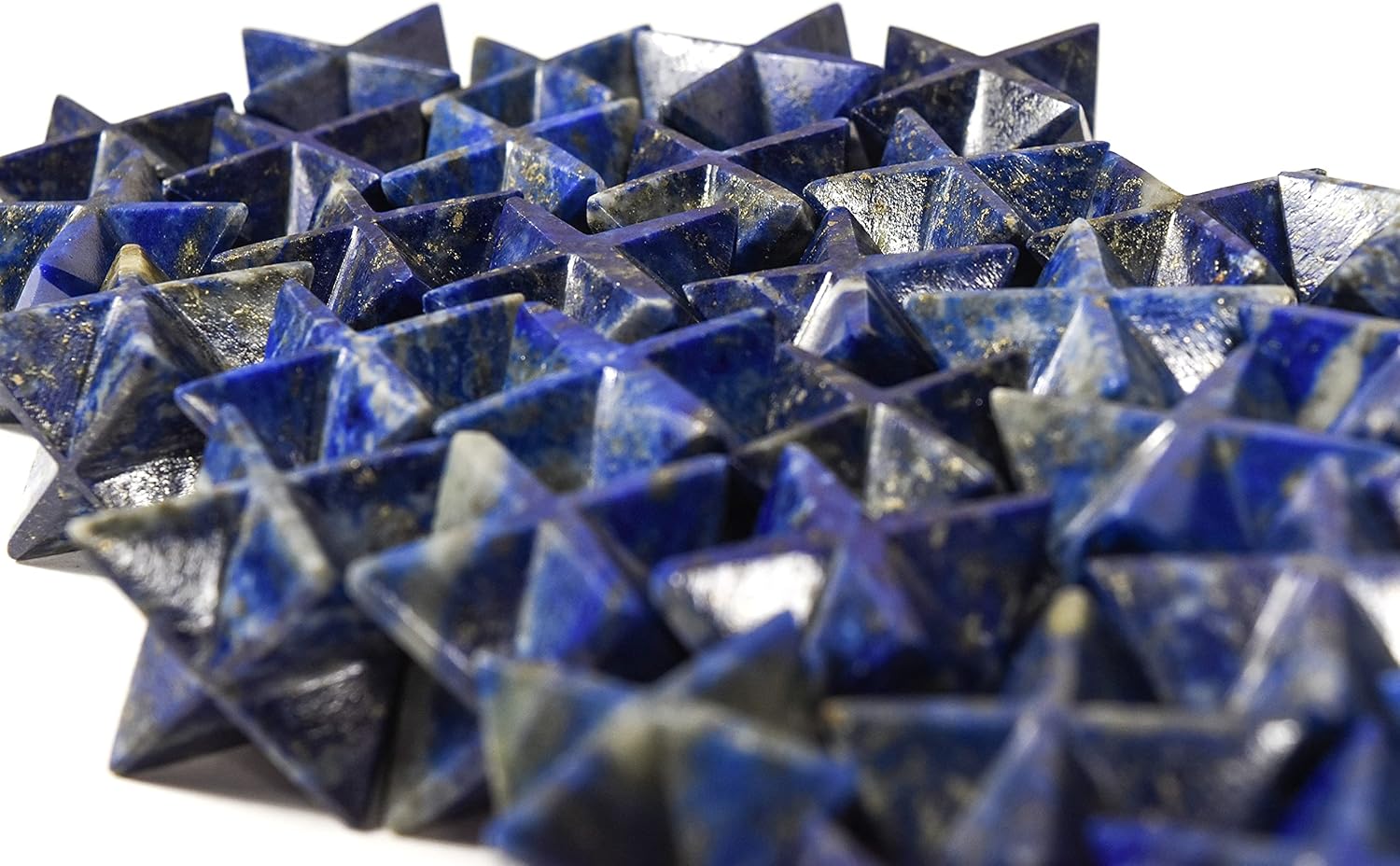32mm Rich Blue Lapis Lazuli with Golden Iron Pyrite 8 Point Merkaba Star