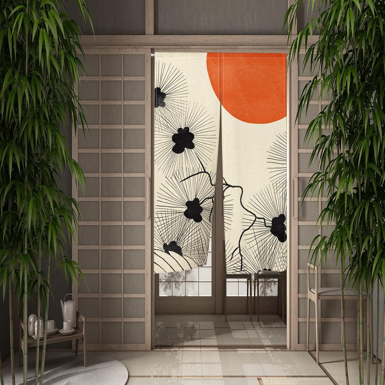 Leowefowa Japanese Doorway Curtain Noren Panel 34x60