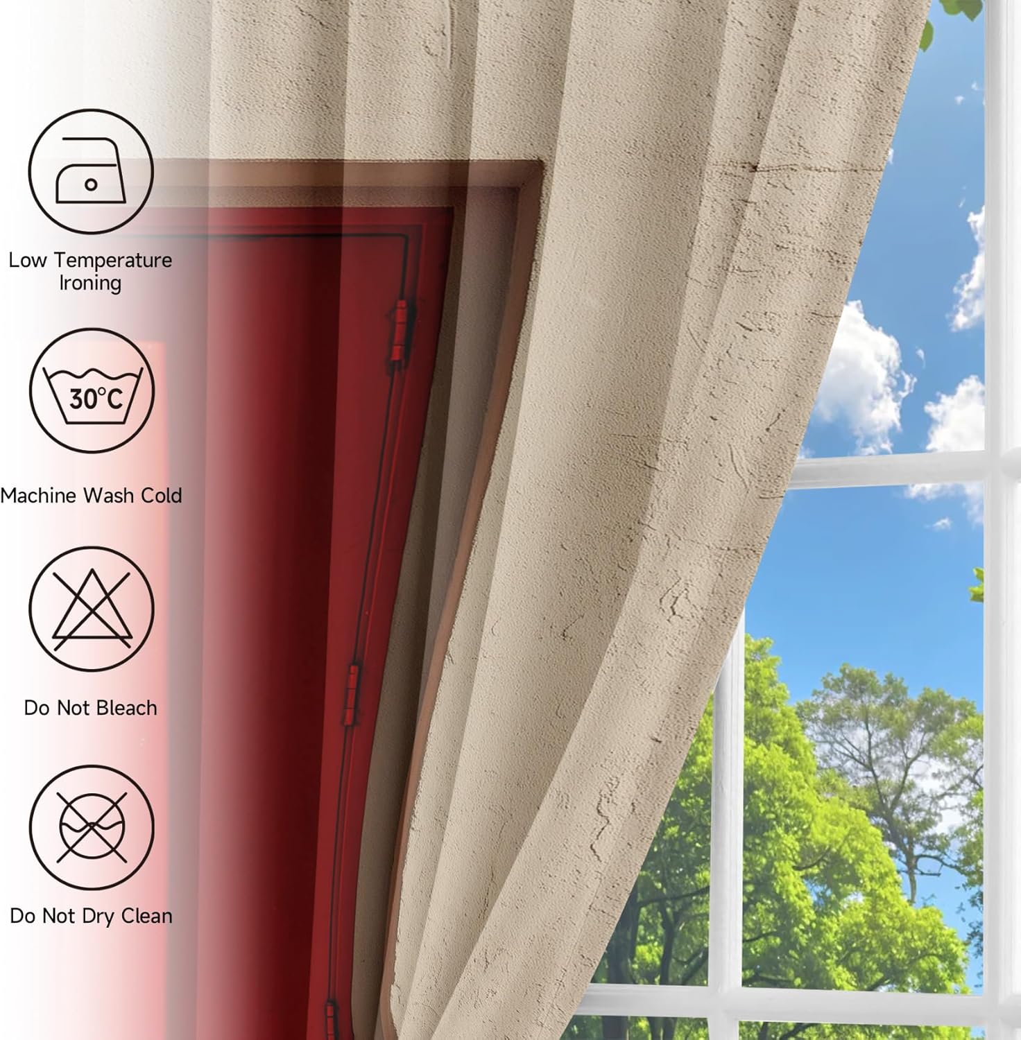 Concrete Frame Doorway Curtains 108 Inches Long 2 Panels Set