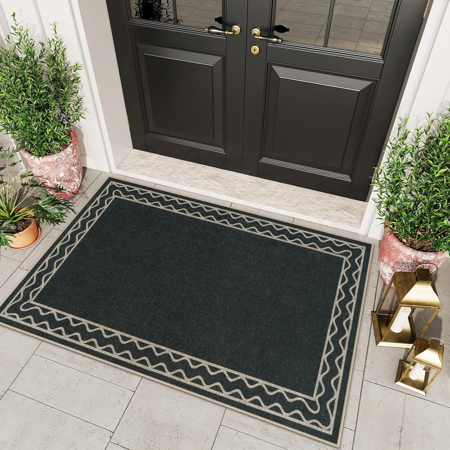 OJIA Easy Jute Front Door Mat 3x5 Black