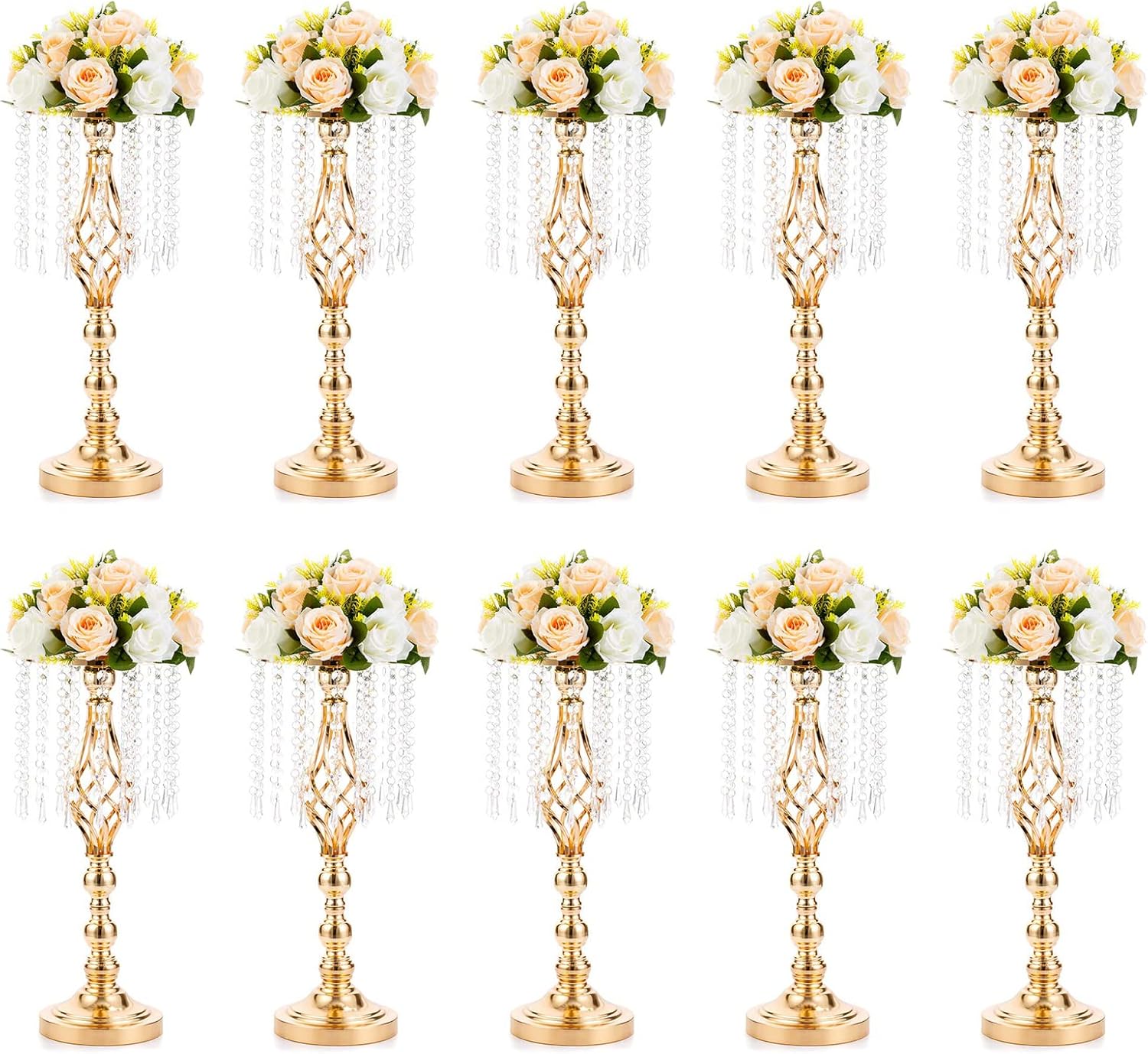 10 Pcs 193 Inches Tall Crystal Flower Stand Wedding Centerpiece