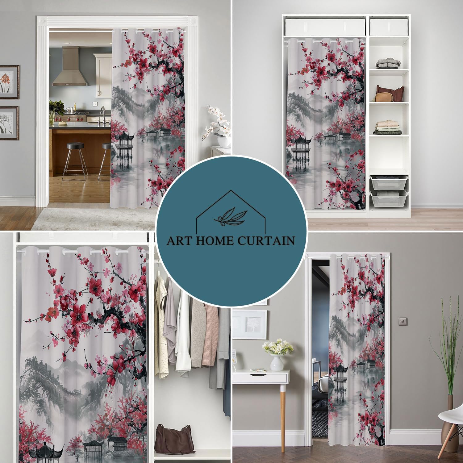 Cherry Blossom Door Curtain for Privacy and Style