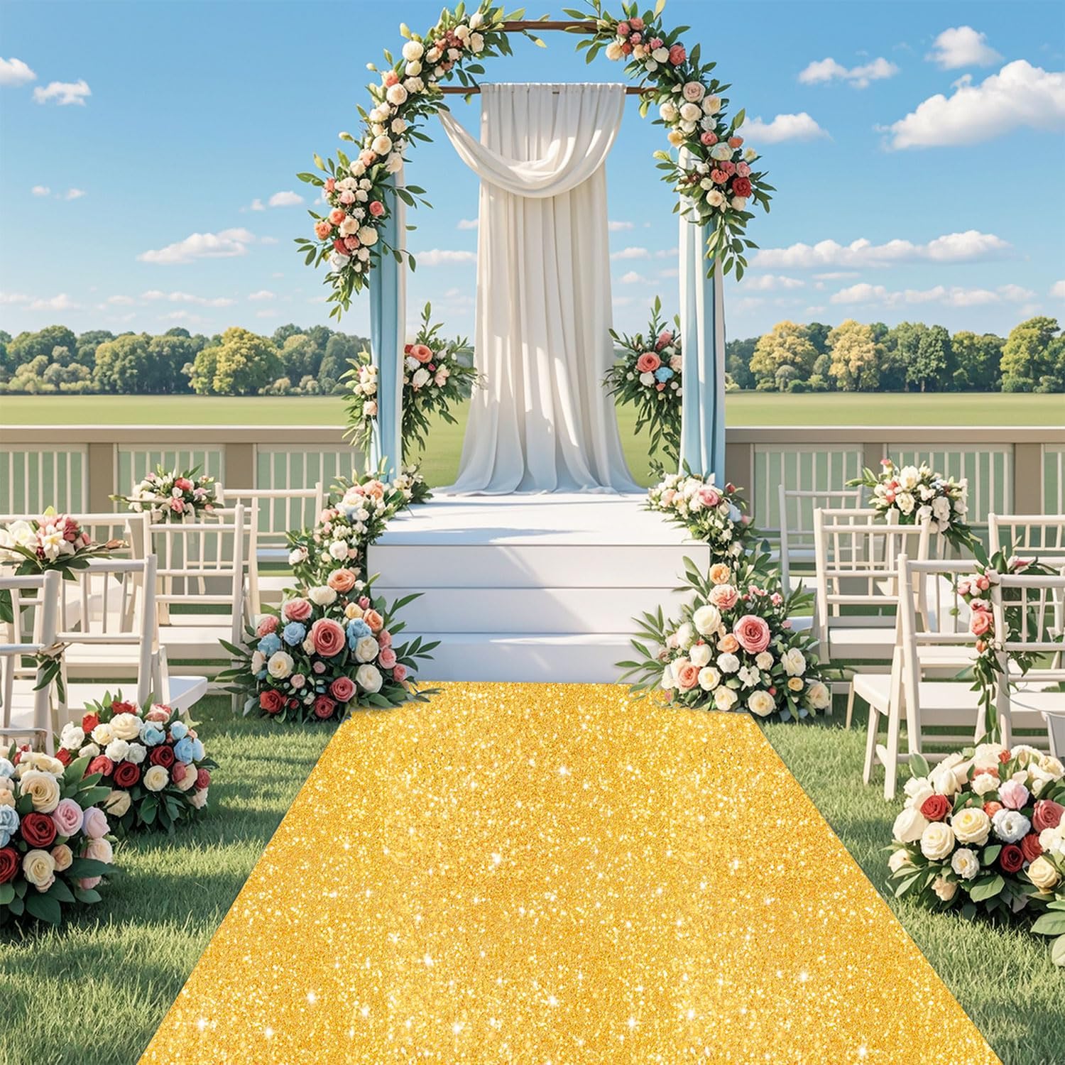 Gold Glitter Sequin Aisle Runner 2ft x 15ft