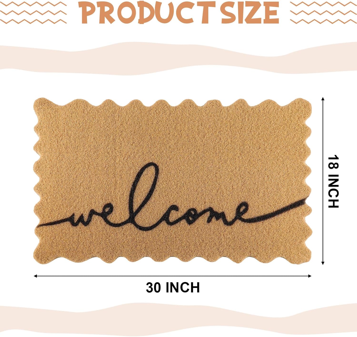 Scalloped Edge Welcome Doormat with Non Slip Backing