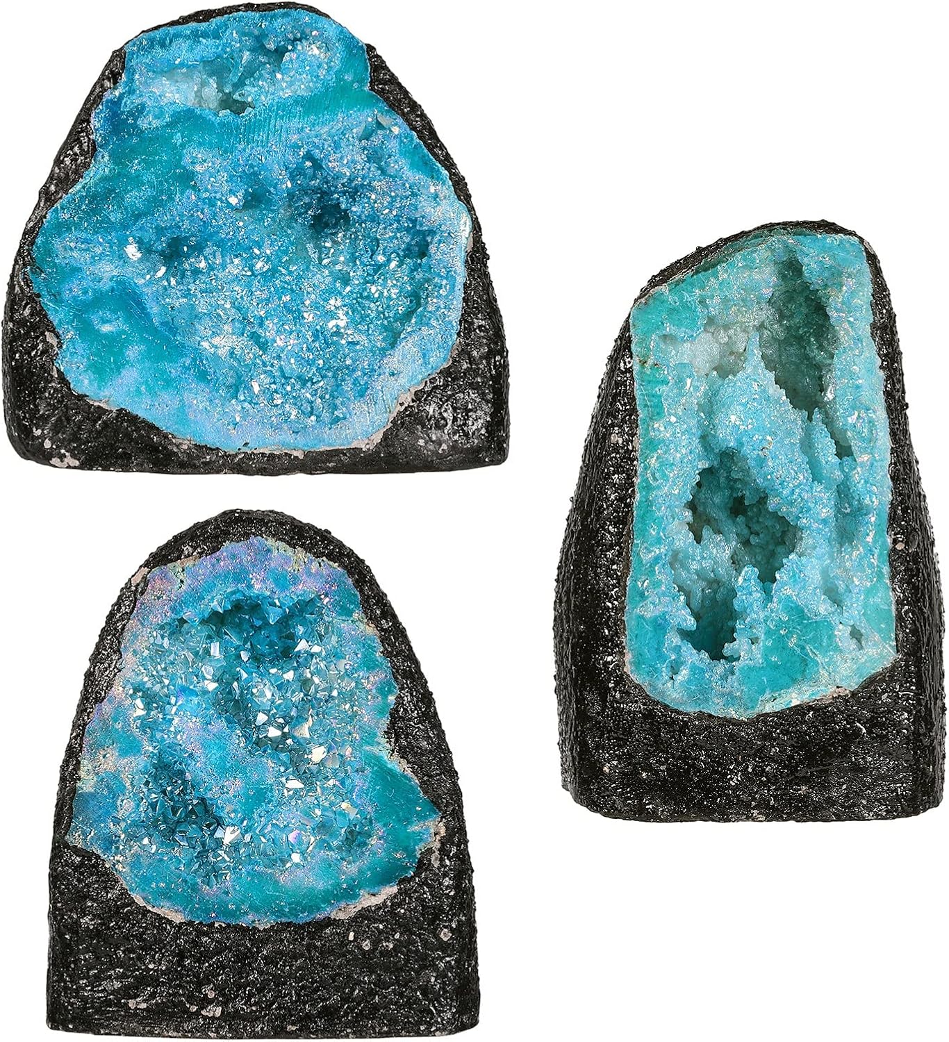 Tumbeelluwa Irregular Titanium Crystal Geode Stone Decor Blue Large