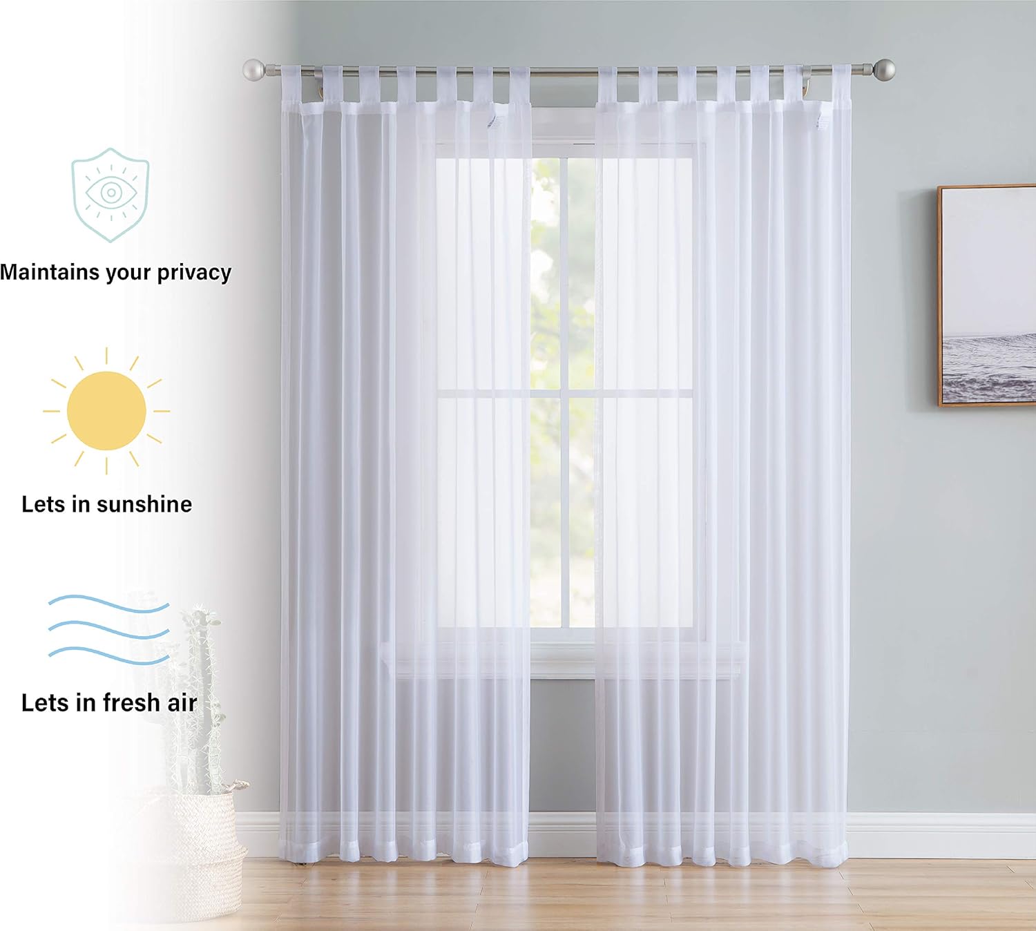 HLC ME White Tab Top Panels 54x95 Inch Set of 2