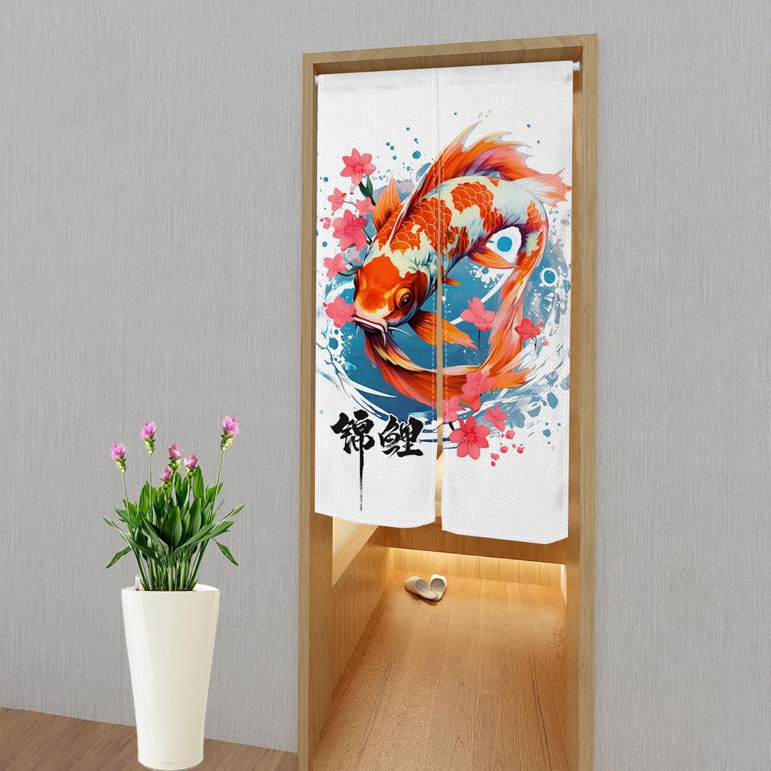 Japanese Noren Door Curtain with Koi Fish Design 1