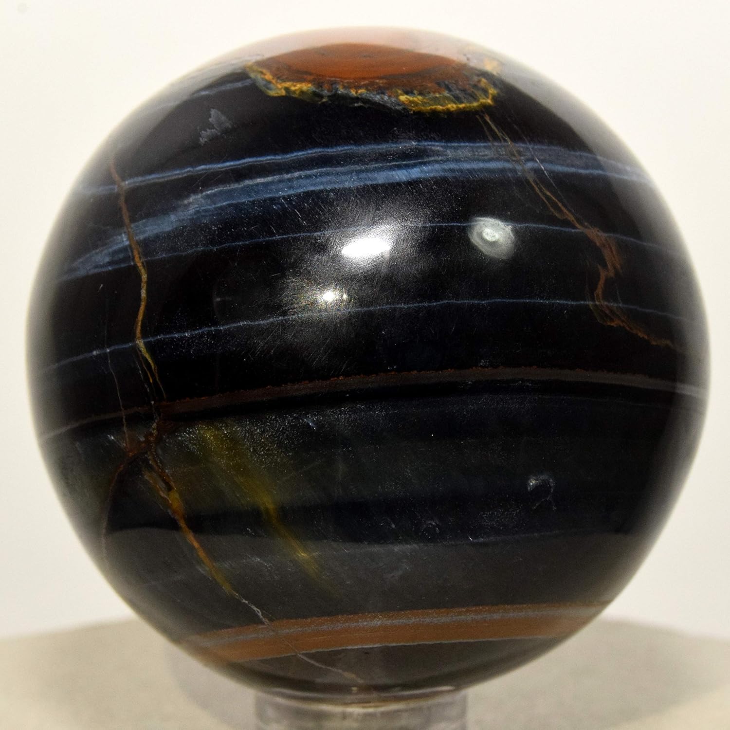 2 Blue Tiger Eye Sphere with Stand - Natural Quartz Chatoyant Crystal