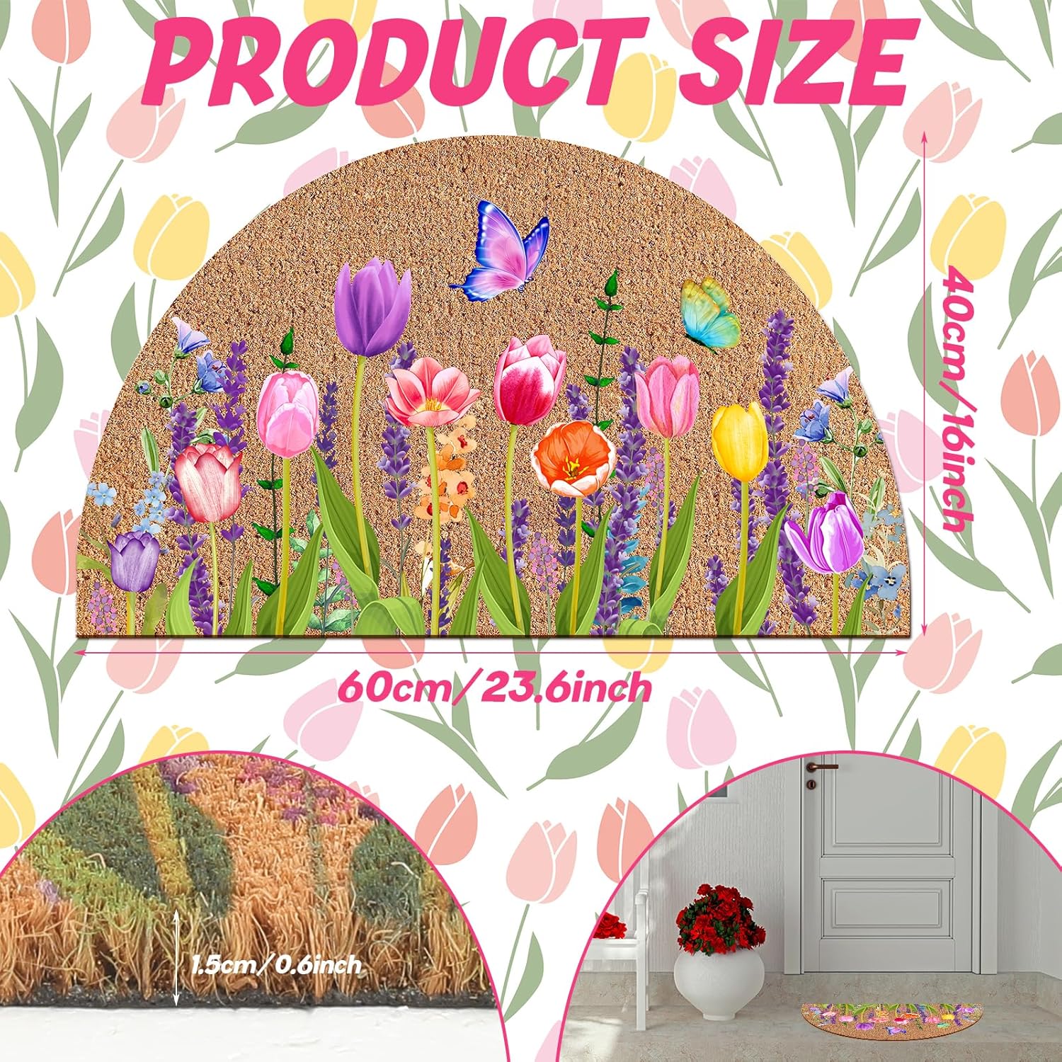 Ceenna Spring Doormat with Butterfly Design 16x24 Inches