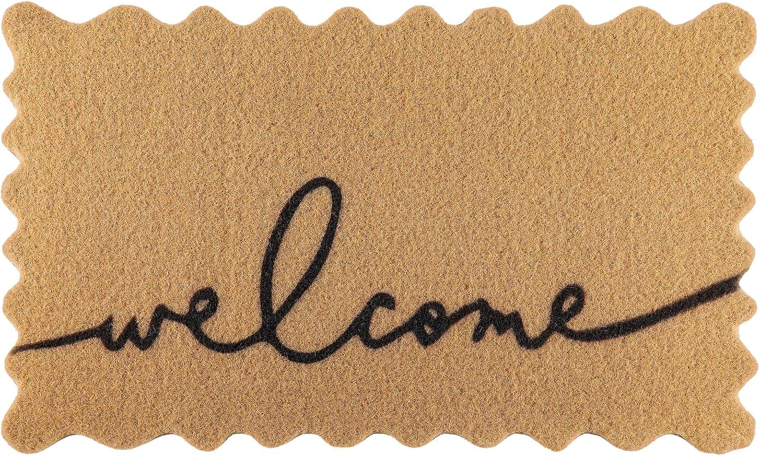 Scalloped Edge Welcome Doormat with Non Slip Backing