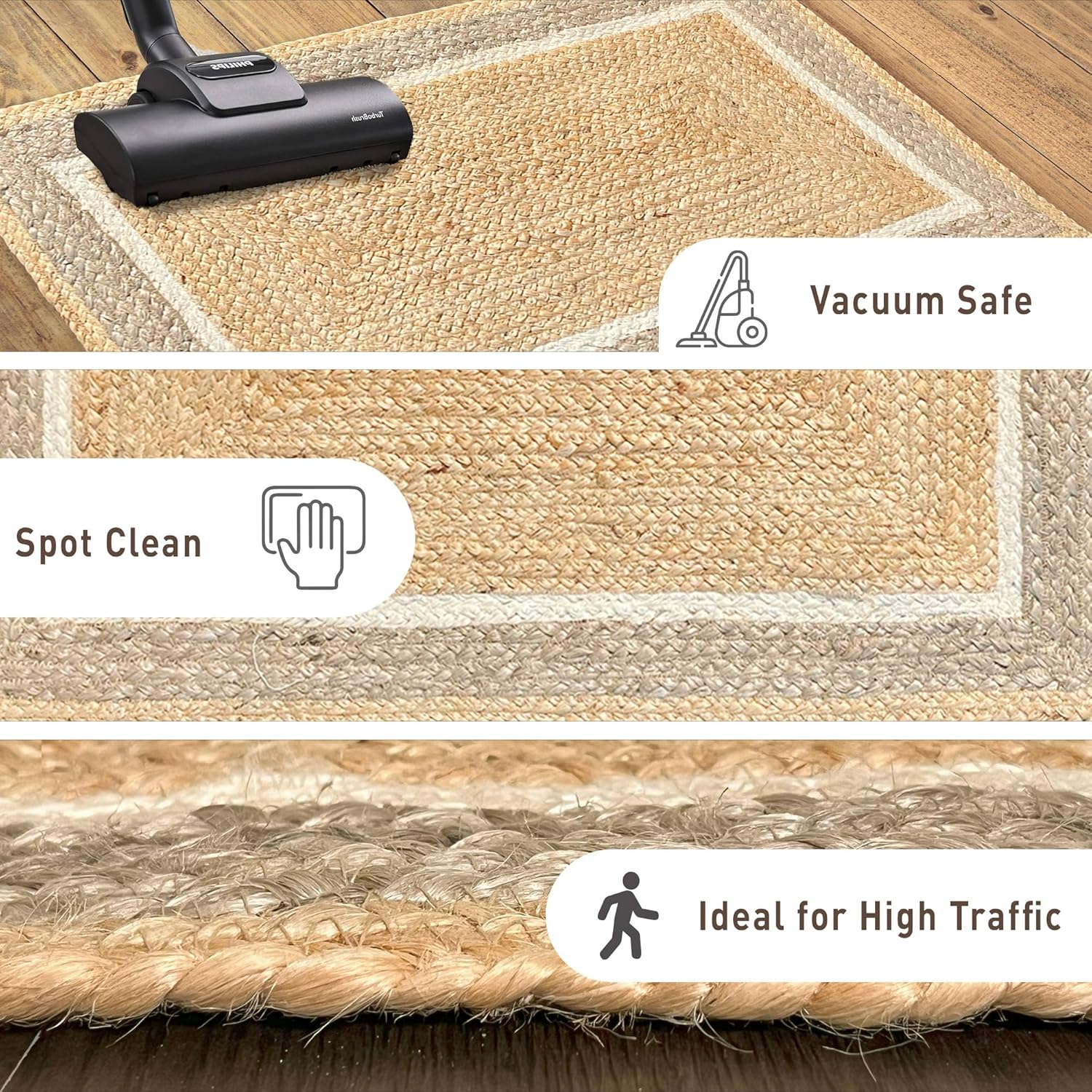 Chardin Home Hand Woven Jute Braided Rug 17x29 Inch Reversible Doormat