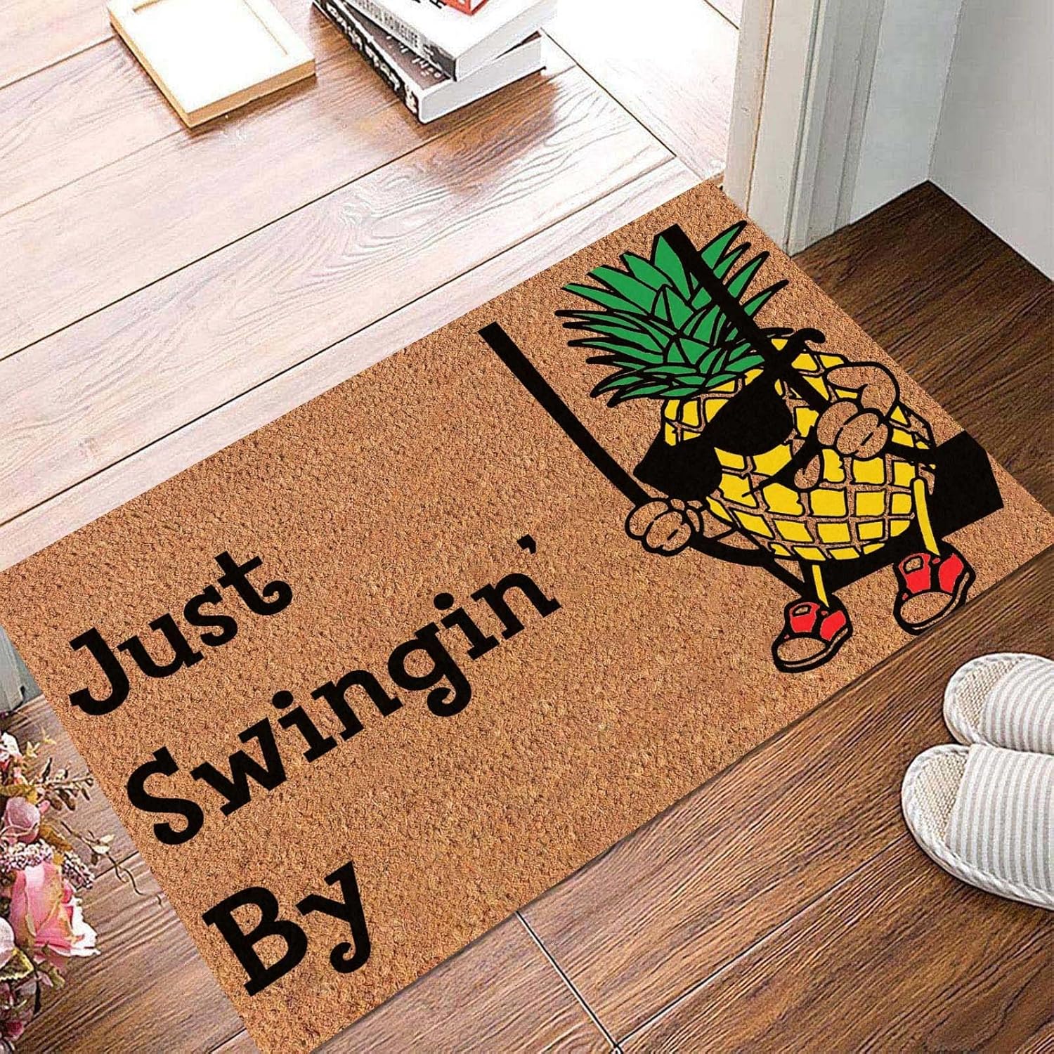 Fun Upside Down Pineapple Welcome Doormat