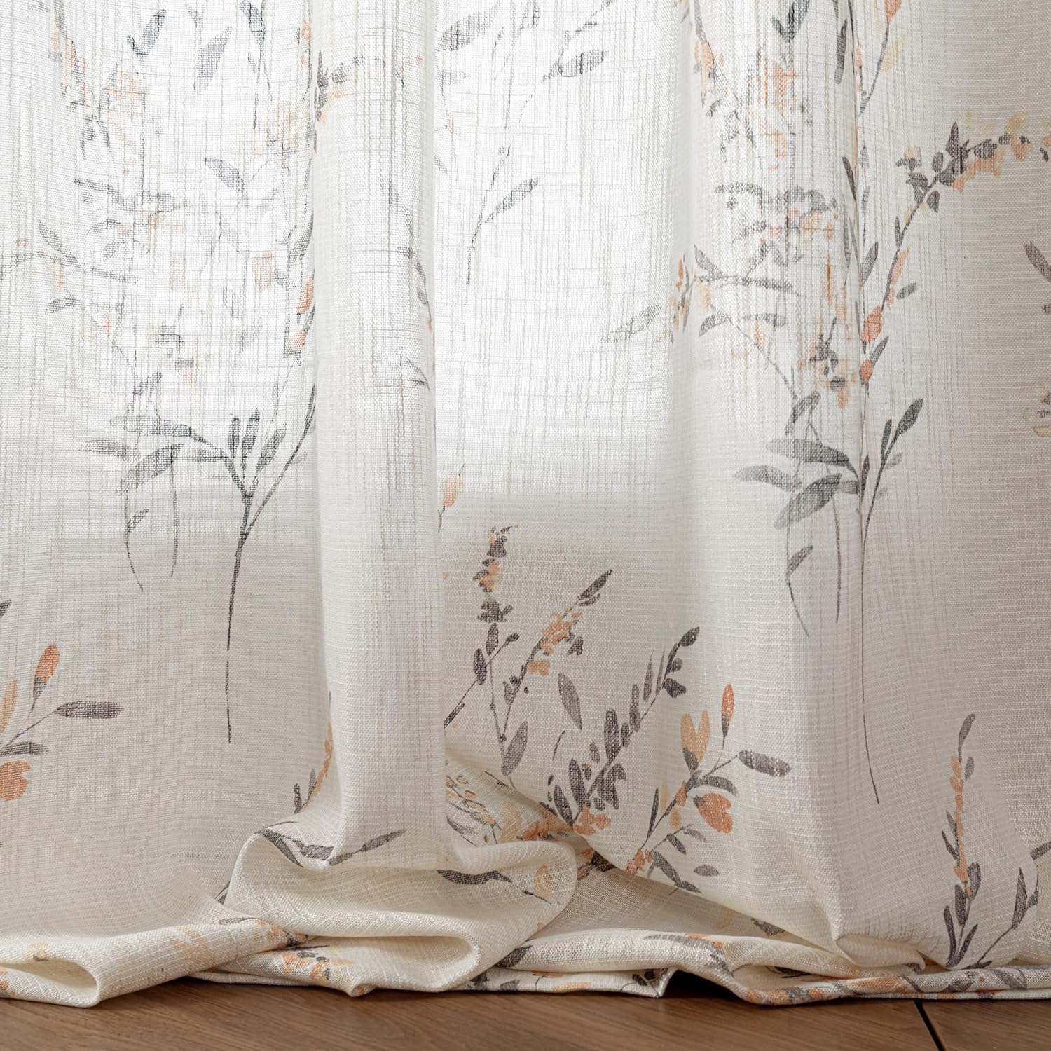 MYSKY HOME Sheer Curtains Yellow 2 Pcs 108 Inch Length