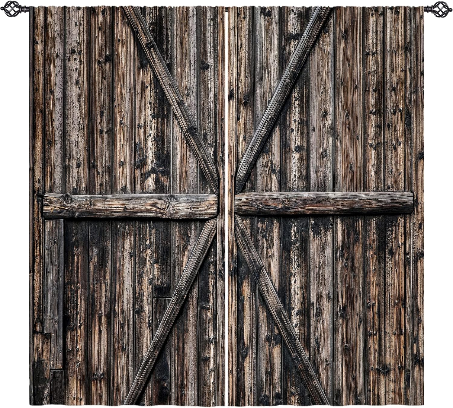 ANHOPE Farmhouse Barn Door Curtains with Rod Pocket