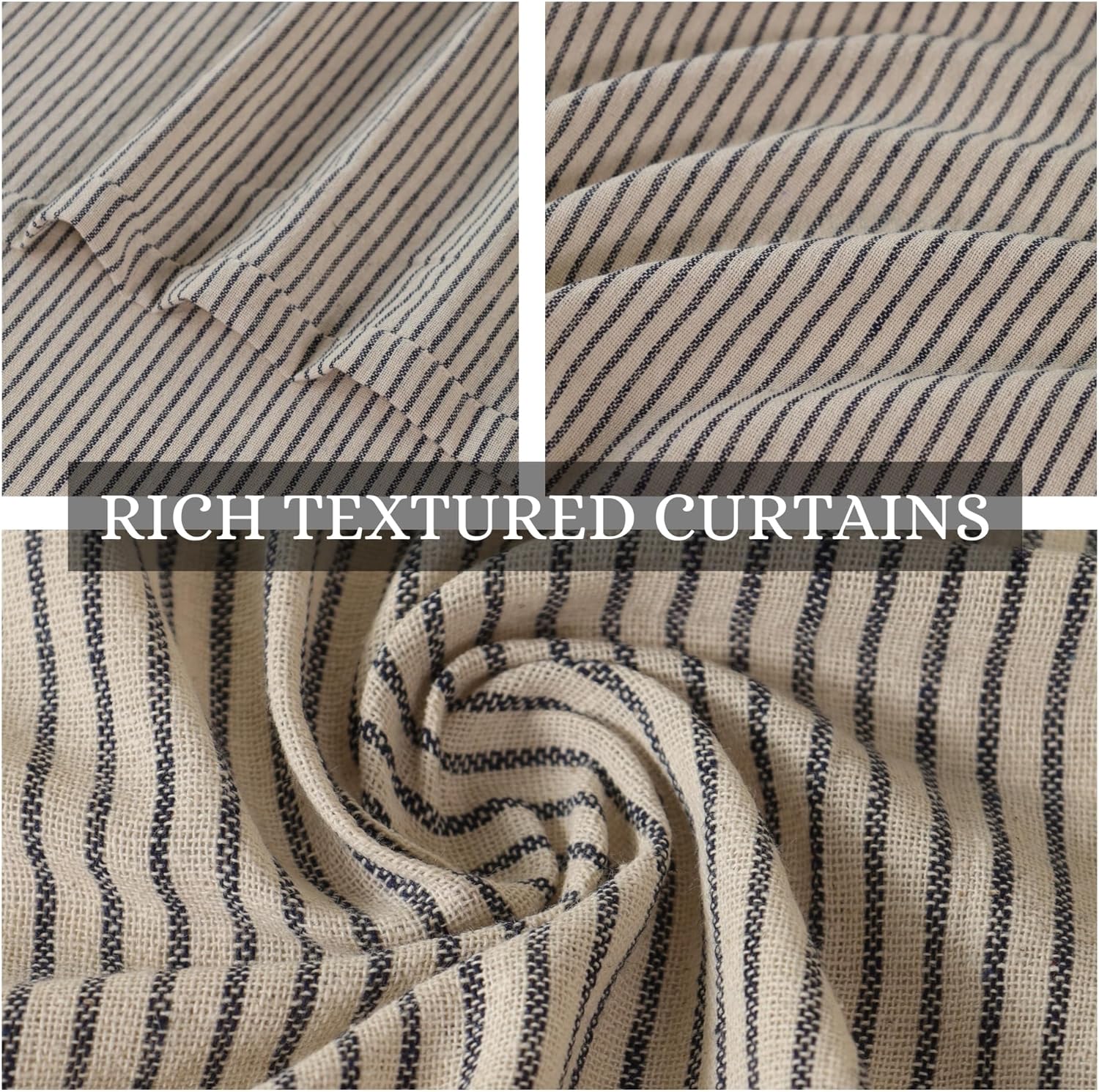 THE ART BOX Gauze Striped Curtains 2 Panel Tie Top