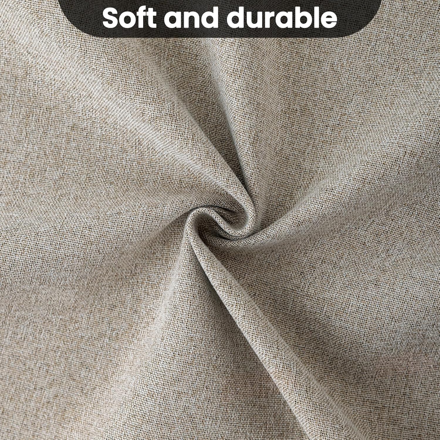 COSVIYA 100 Blackout Linen Curtains 2 Panels Set 90 Inch Length
