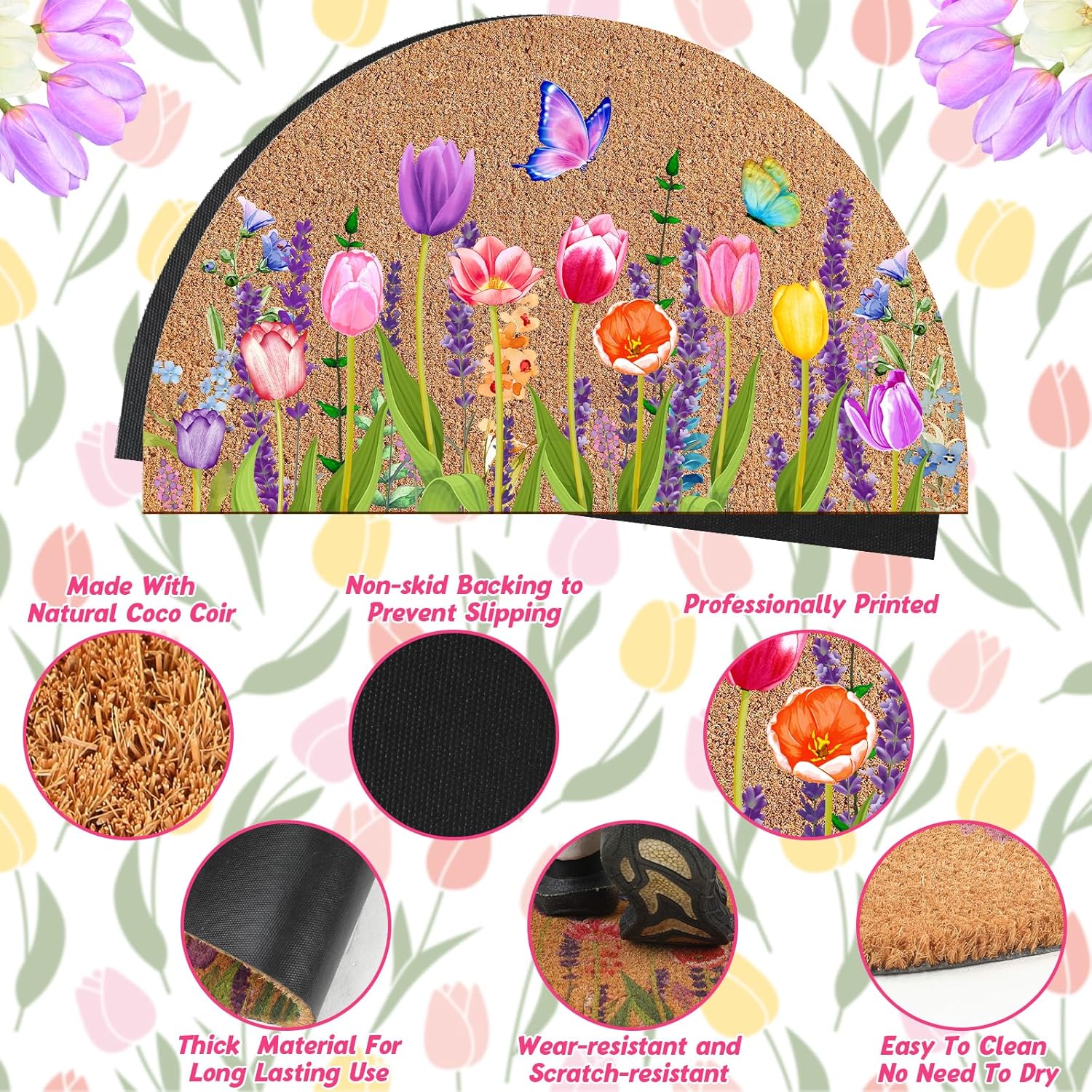 Ceenna Spring Doormat with Butterfly Design 16x24 Inches