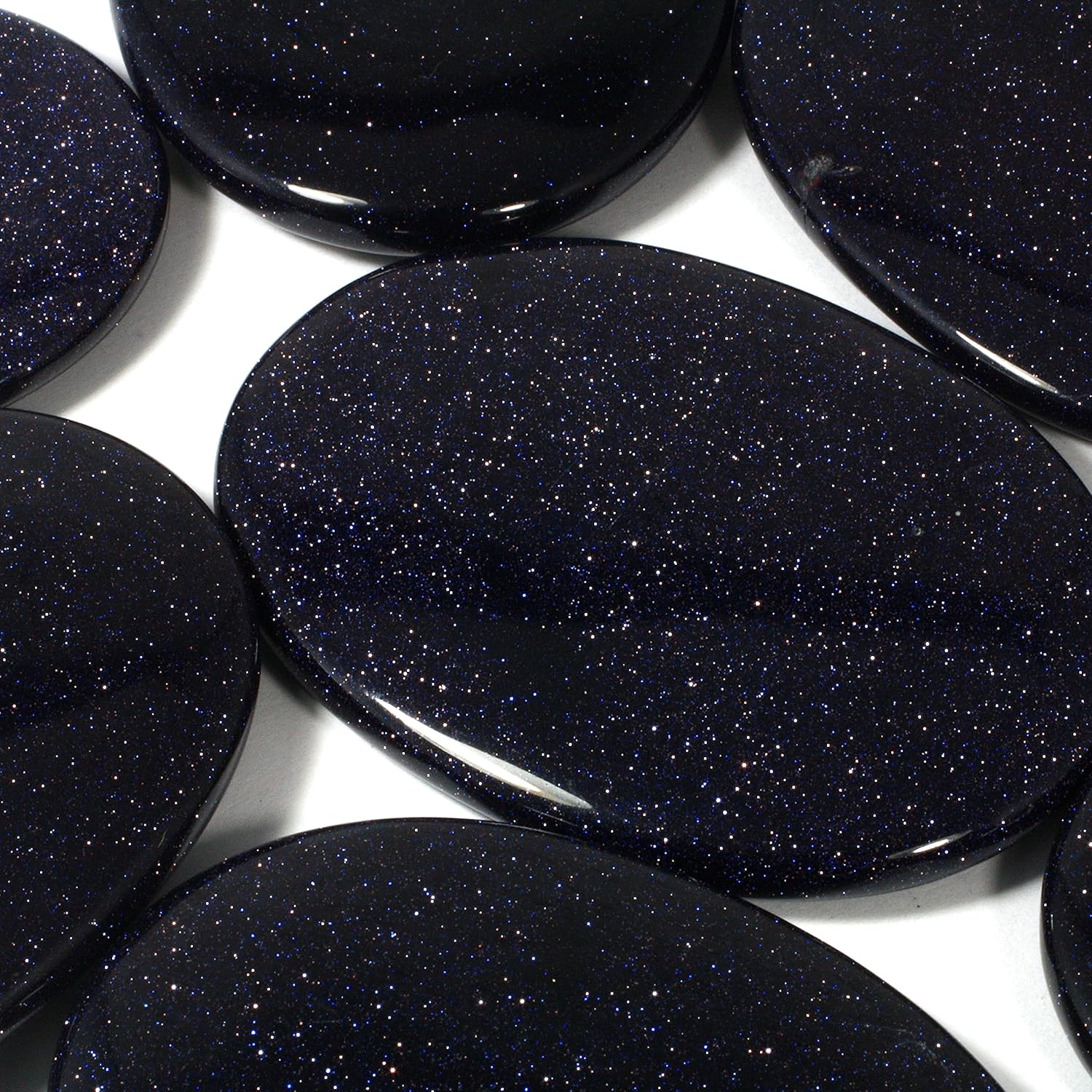 CrystalAge Blue Goldstone Palm Stone 70x50mm