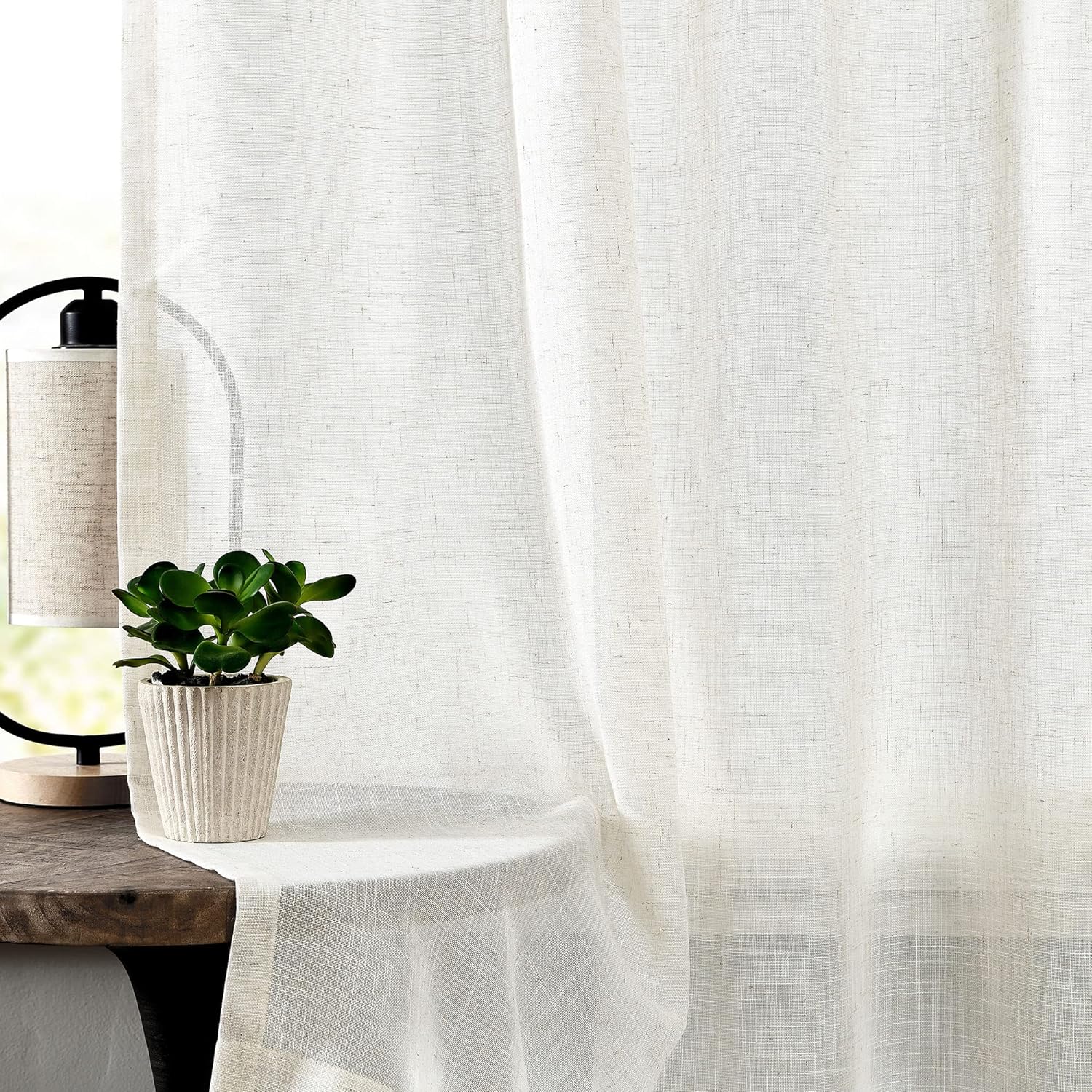 Central Park Linen Blend Sheer Curtain Panels 40x95