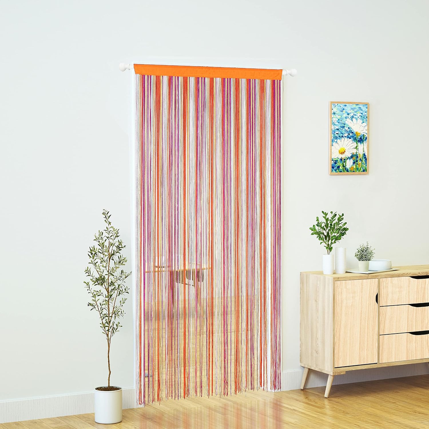 YaoYue Doorway String Curtain with Rainbow Tassels 39x79 inch