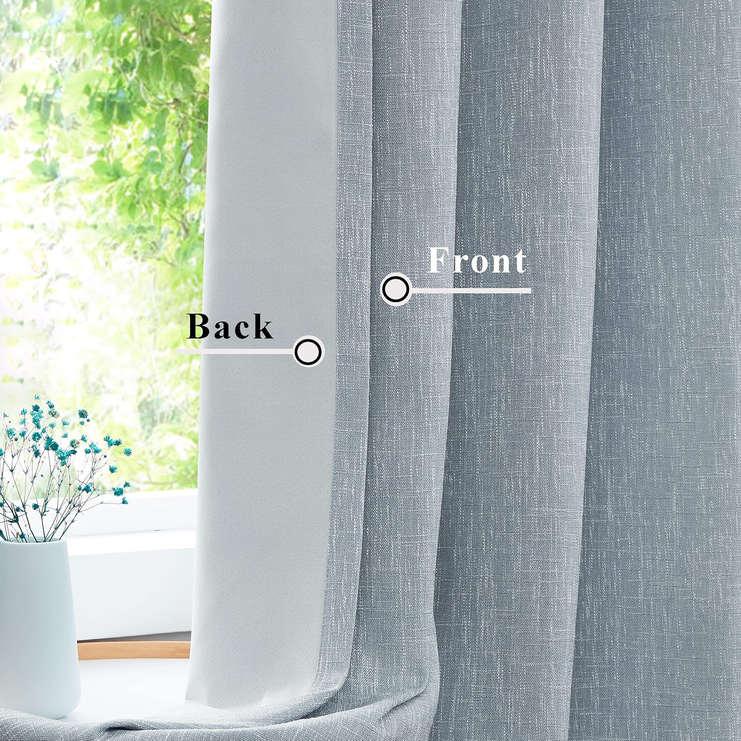 Blue Solid Blackout Curtain with Liner 50 x 108 2 Panels