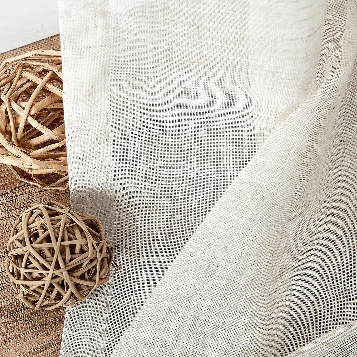 Central Park Linen Blend Sheer Curtain Panels 40x95